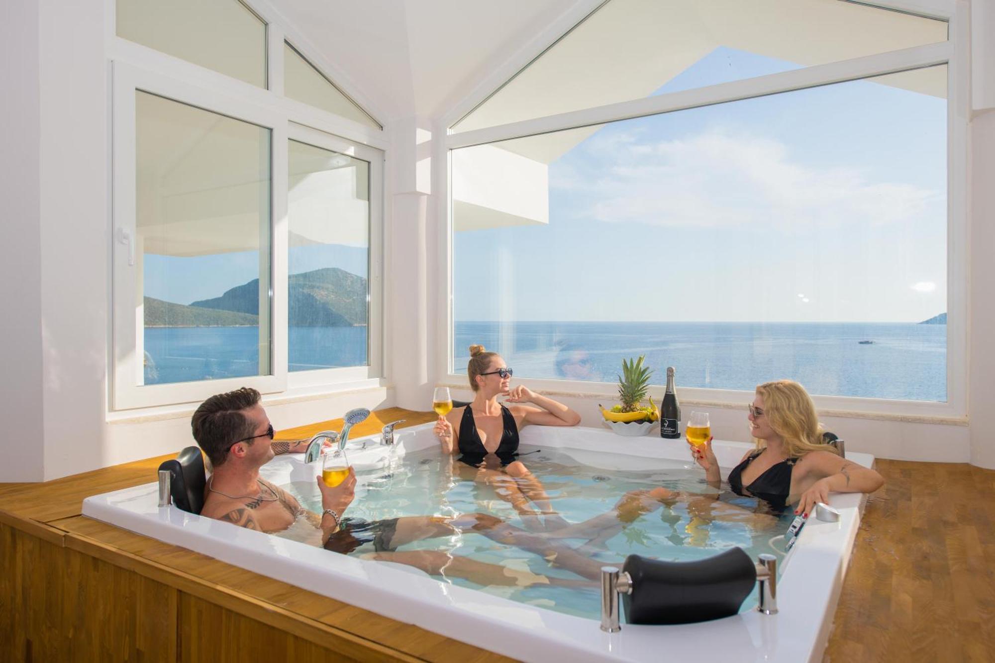 Beachfront White Villa With Private Swimming Pool Kalkan Exterior photo
