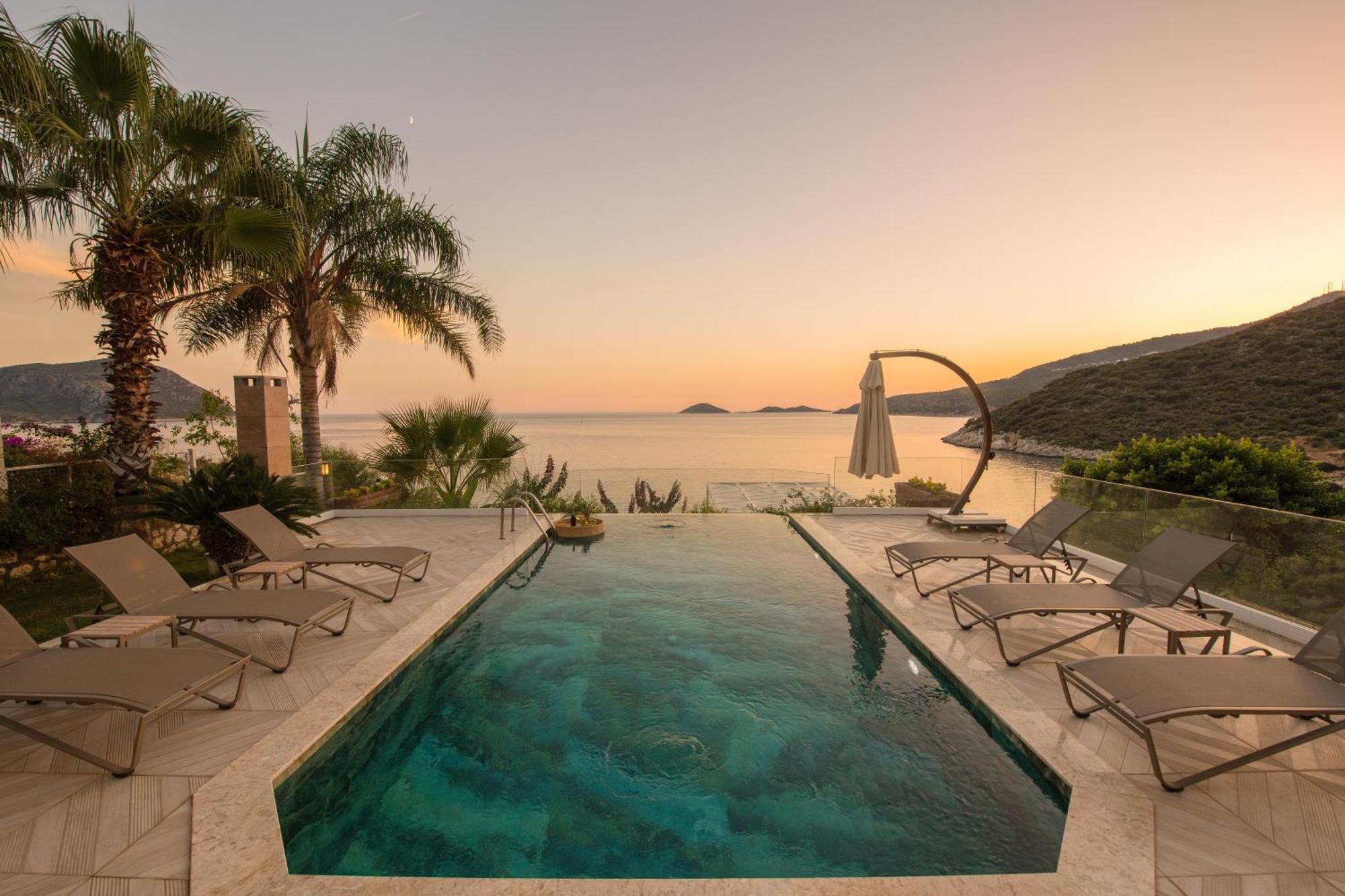 Beachfront White Villa With Private Swimming Pool Kalkan Exterior photo