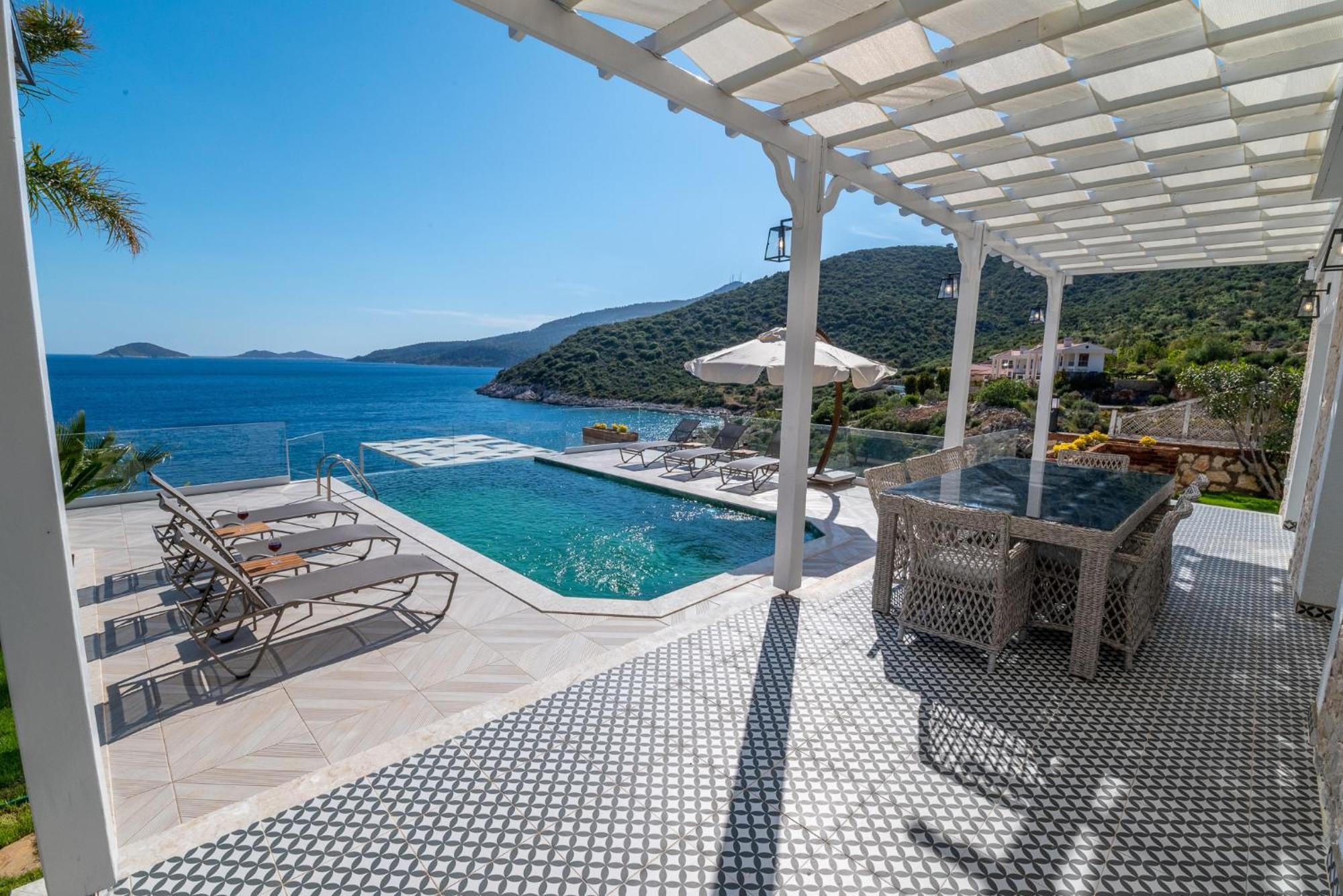 Beachfront White Villa With Private Swimming Pool Kalkan Exterior photo